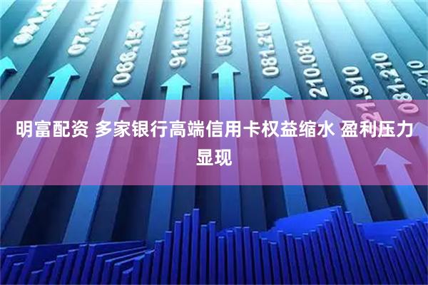 明富配资 多家银行高端信用卡权益缩水 盈利压力显现