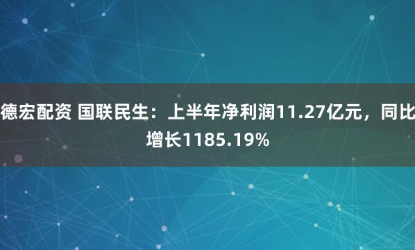 德宏配资 国联民生：上半年净利润11.27亿元，同比增长1185.19%